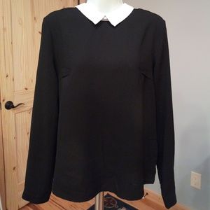 White collard Black Blouse
